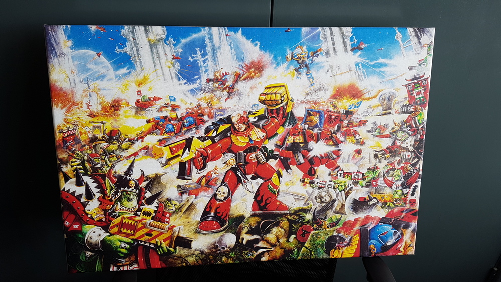 The canvas print measures 30"x20".&nbsp;Click through to WarhammerArt.com to see more awesome artwork from the 40K universe!